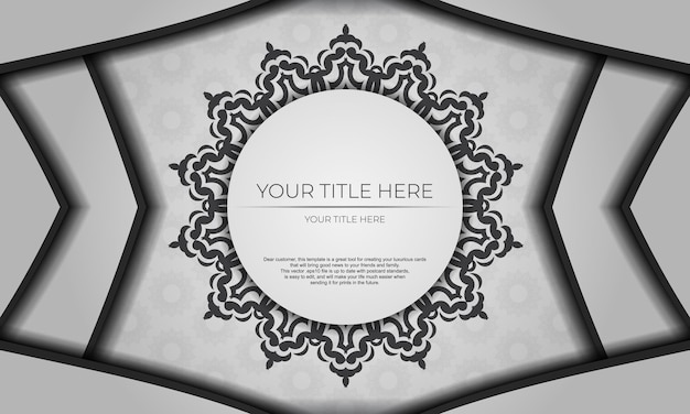 Fondo de vector blanco con adornos negros y lugar para su diseño Diseño de tarjeta de invitación con adorno de mandala