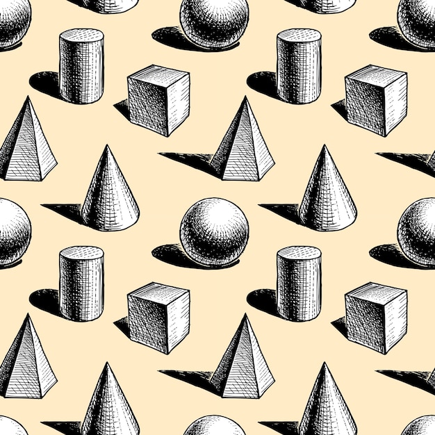 Fondo de vector de bocetos de diferentes objetos geométricos