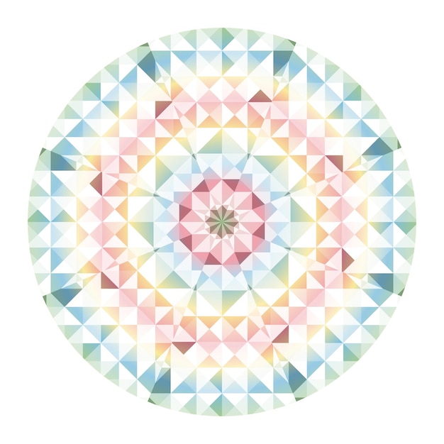 Fondo de vector de caleidoscopio. Patrón de baja poli geométrica abstracta. Fondo claro del triángulo. Elementos geométricos del triángulo. Fondo triangular abstracto. Caleidoscopio geométrico vectorial.