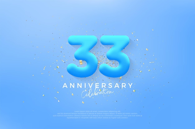 Fondo de vector de celebración de cumpleaños de 33 aniversario simple y moderno Vector premium para saludo de celebración de banner de cartel