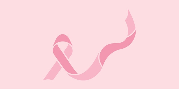 Fondo de vector de cinta rosa de conciencia de cáncer de mama. Mujeres solidarias.
