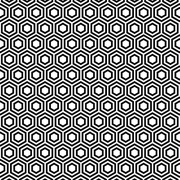 Fondo de vector de color monocromo de patrones sin fisuras hexagonales