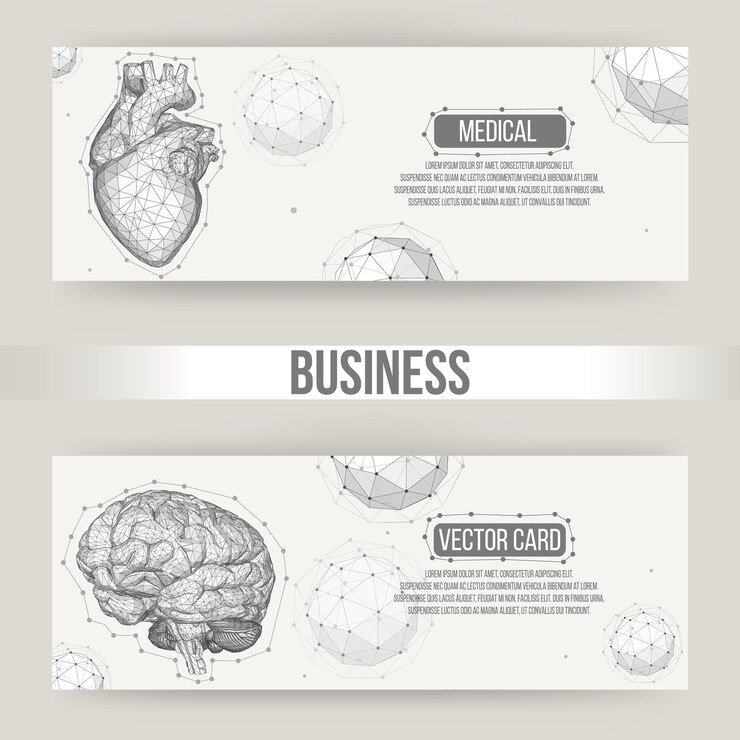 Vector fondo de vector de concepto creativo abstracto del cerebro humano y el corazón. membrete de estilo de diseño poligonal y folleto para negocios. ilustración vectorial eps 10 para su diseño.