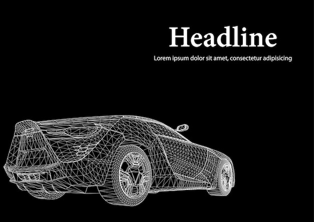 Fondo de vector de concepto creativo abstracto de modelo de coche 3d. Coche deportivo.