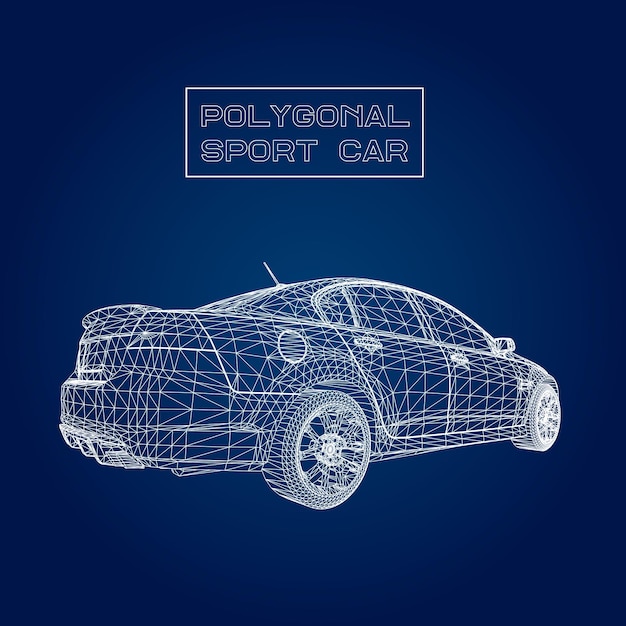Fondo de vector de concepto creativo abstracto de modelo de coche 3d. Coche deportivo.