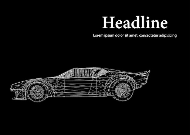 Fondo de vector de concepto creativo abstracto de modelo de coche 3d. Coche deportivo.