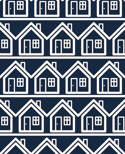 Fondo de vector continuo de casas simples. Elementos conceptuales del promotor inmobiliario, tema inmobiliario. Construcción de proyectos de modelado e ingeniería idea de patrones sin fisuras.
