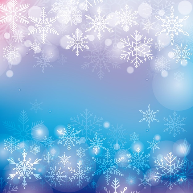 Fondo de vector con copos de nieve Hermoso fondo de invierno