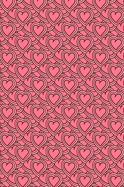 El fondo del vector del corazón del amor y el patrón sin costuras para un momento romántico encantador o el fondo del amor de San Valentín también se pueden usar para carteles o impresos en la camisa