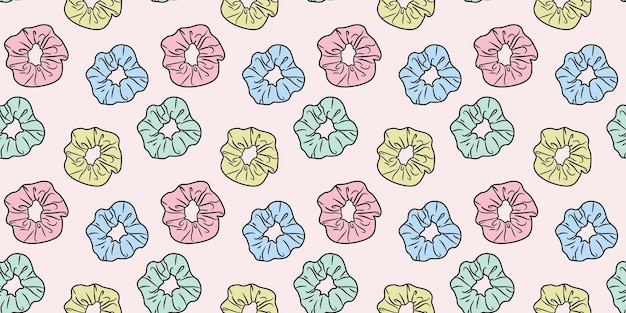Fondo de vector de corbata de pelo de patrón de repetición scrunchy colorido