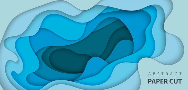 Fondo de vector con corte de papel de color azul profundo