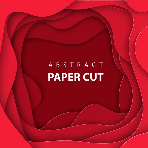 Fondo de vector con corte de papel de color rojo intenso