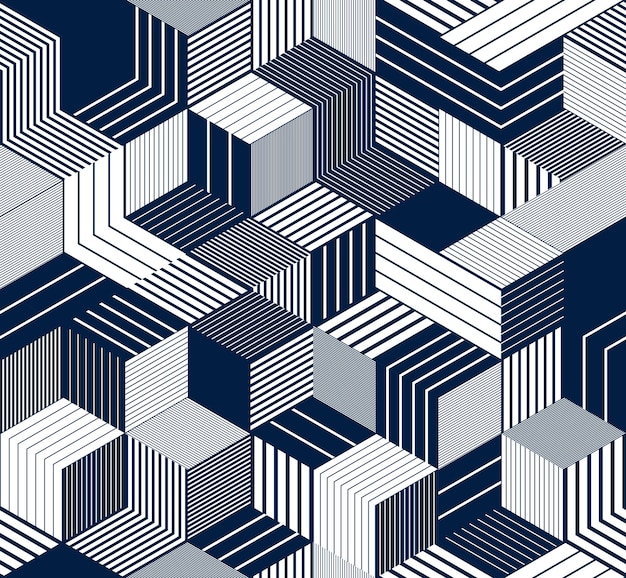 Fondo de vector de cubos transparente, cajas forradas que repiten el patrón de mosaico, arquitectura y construcción 3D, diseño geométrico.