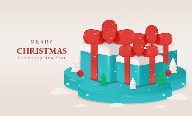 Fondo de vector de decoración nevada de Navidad colorida de dibujos animados mínimo