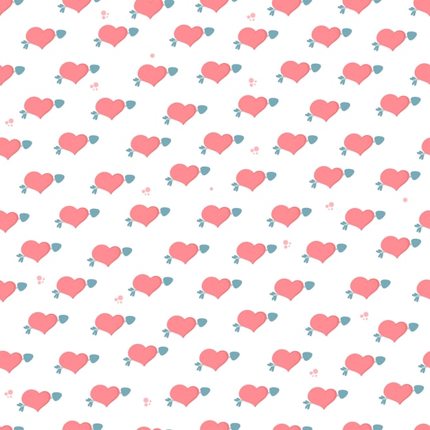 Fondo de vector de diseño de corazón de amor sin costuras Patrón sin costuras en el día de San Valentín La textura sin costuras con lindo corazón Impresión romántica sin fin