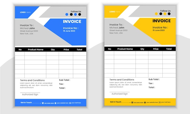 Fondo de vector de diseño de factura múltiple profesional con diseño colorido