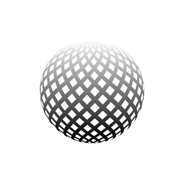 Fondo de vector de efecto de semitono 3d de esfera punteada de globo abstracto Ilustración de vector de blanco y negro