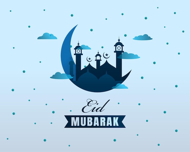 Fondo de vector de eid mubarak azul