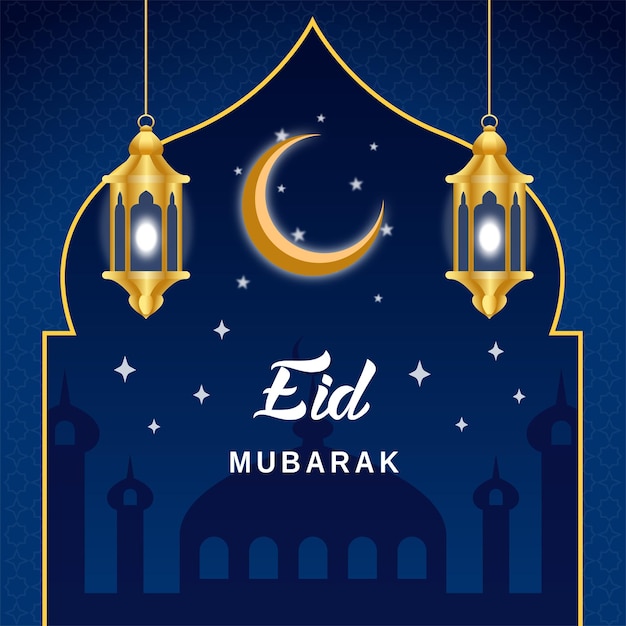 Fondo de vector de eid mubarak azul