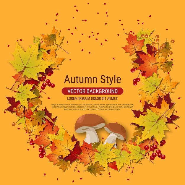 Fondo de vector elegante estilo otoño para volante cuadrado