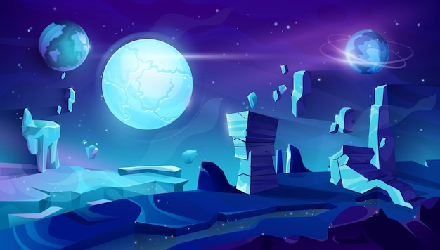 Fondo de vector de espacio de paisaje de planeta alienígena