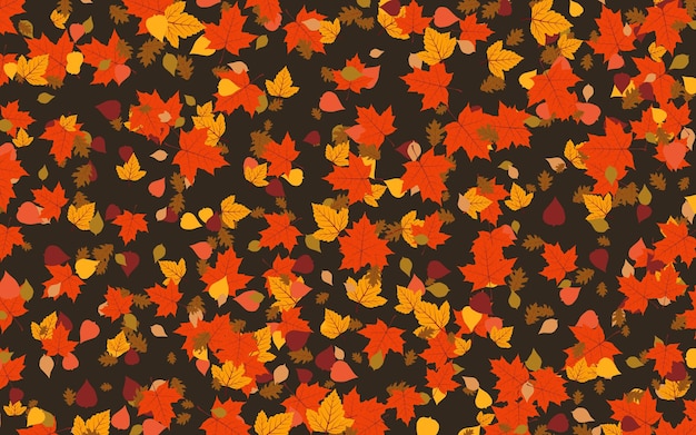 Fondo de vector de estilo otoño con coloridas hojas que caen