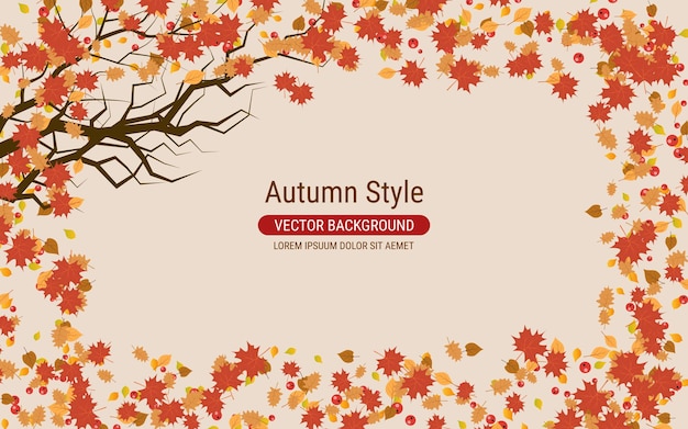 Fondo de vector de estilo otoño con hojas coloridas