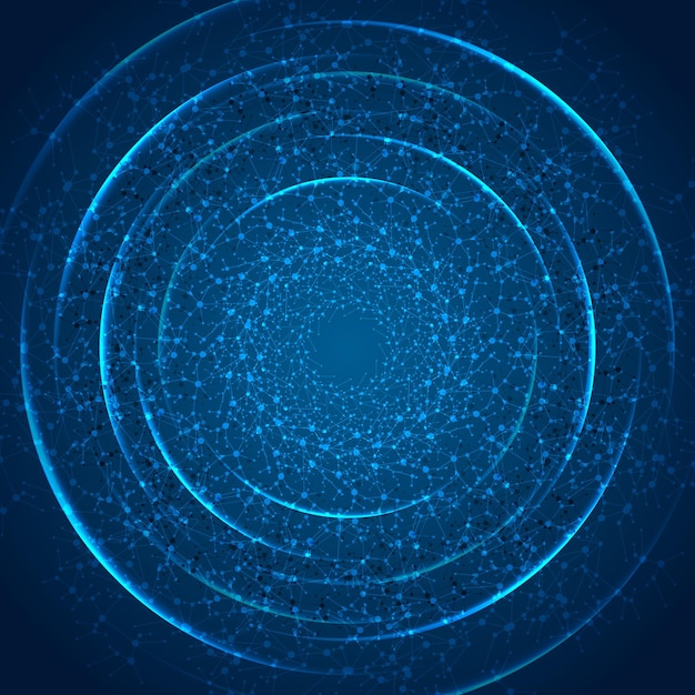 Fondo de vector de estructura molecular de ADN azul abstracto