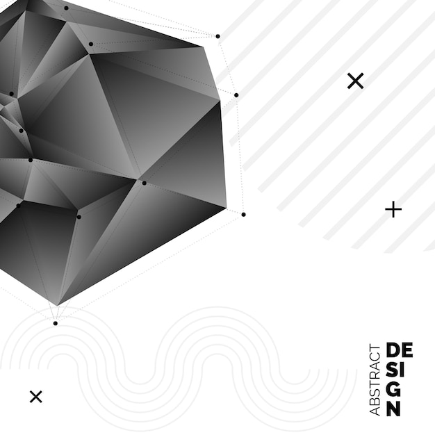 Fondo de vector de forma poligonal de Origami de papel negro Ilustración geométrica abstracta con lugar para texto