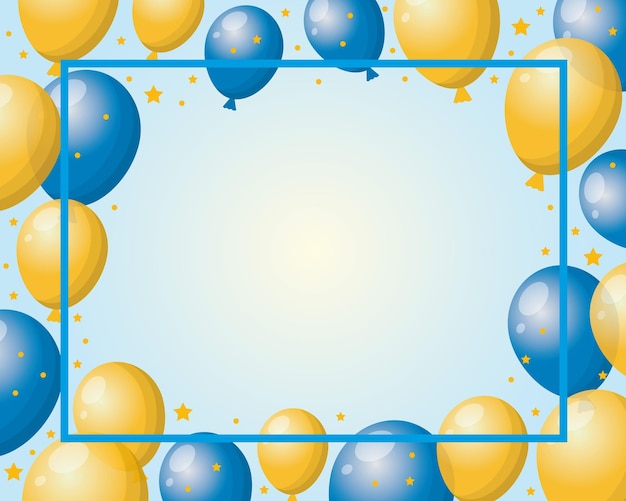 Fondo de vector con globos amarillos y azules