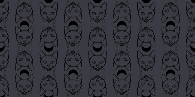 Fondo de vector de Halloween de patrones sin fisuras de repetición de gato