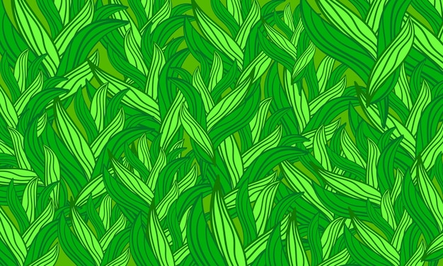 Fondo de vector de hojas de hierba verde tropical