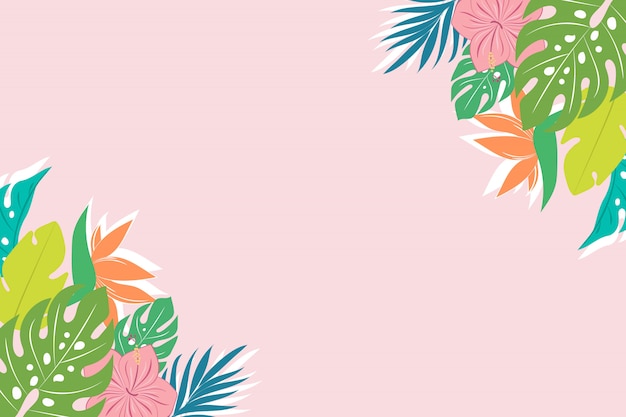 Fondo de vector con hojas tropicales