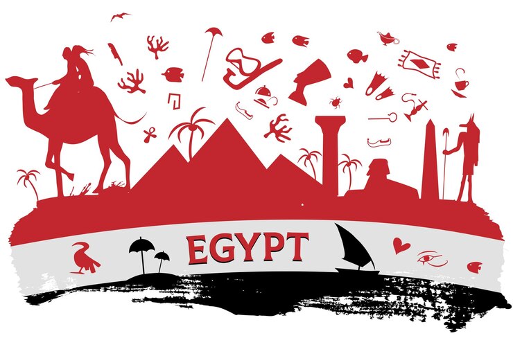 Fondo de vector horizontal de banner de viaje de Egipto