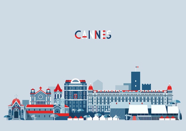 Fondo de vector de horizonte de la ciudad de Cannes (Francia)