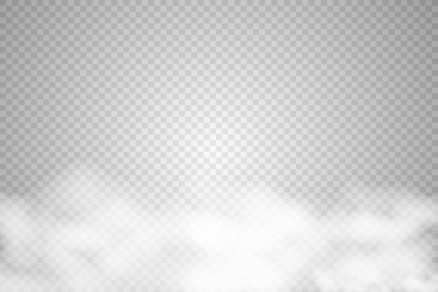 Fondo de vector de humo o niebla transparente. Ilustración de textura de vapor. Concepto de explosión de polvo.