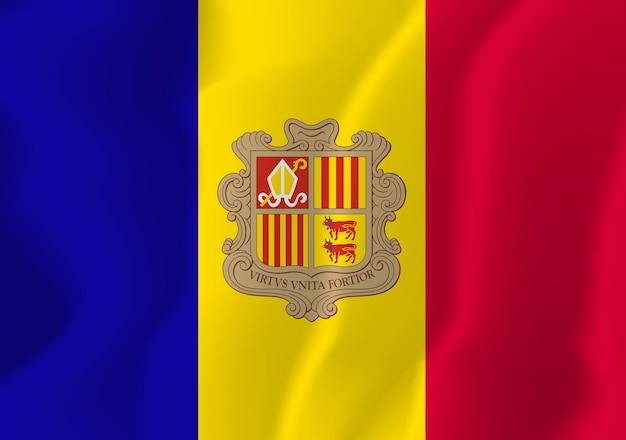 Fondo de vector de ilustración de bandera ondeada de Andorra