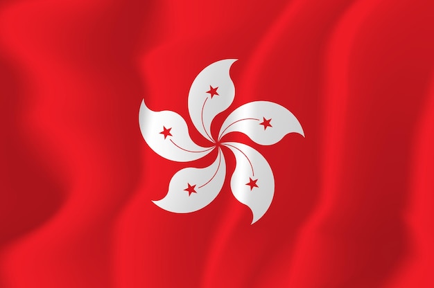 Fondo de vector de ilustración de bandera ondulada de Hong Kong