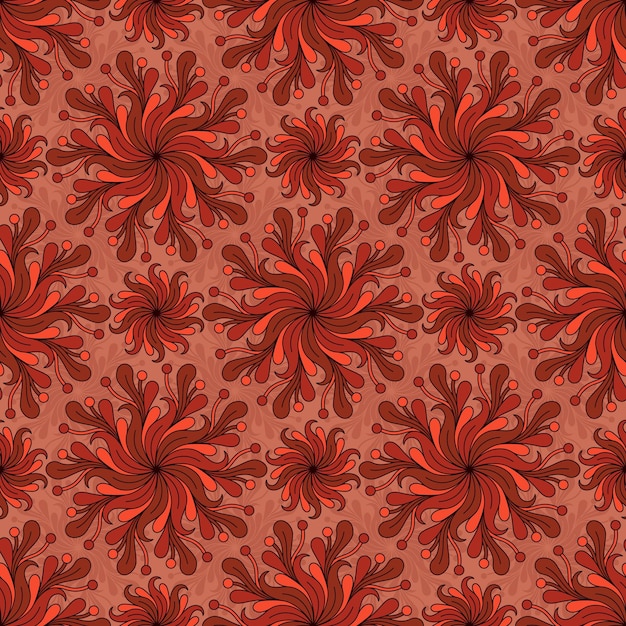 FONDO DE VECTOR INCONSÚTIL ROJO CON ELEMENTOS DECORATIVOS REDONDOS EN ESPIRAL