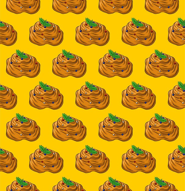 FONDO DE VECTOR INCONSÚTIL AMARILLO CON DELICIOSOS BOLLOS