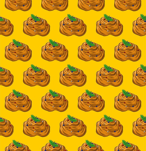 FONDO DE VECTOR INCONSÚTIL AMARILLO CON DELICIOSOS BOLLOS