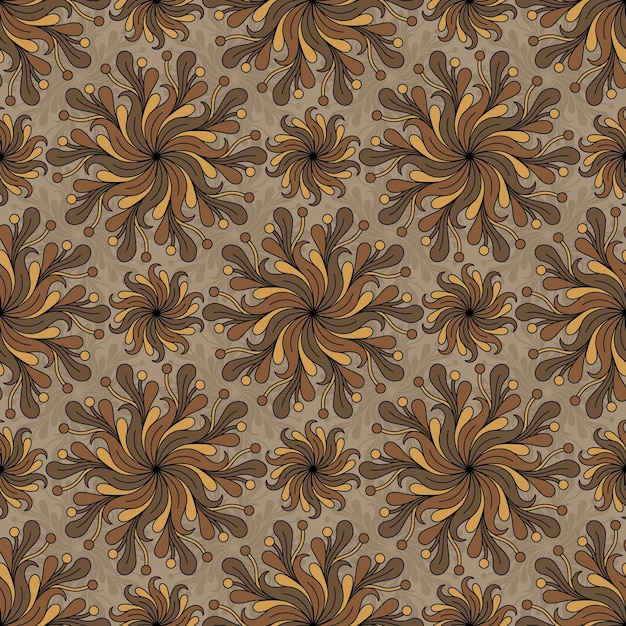 Fondo de vector inconsútil beige con elementos decorativos redondos en espiral