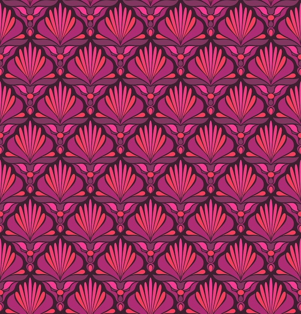 FONDO DE VECTOR INCONSÚTIL EN ESTILO ART NOUVEAU CON ELEMENTOS FLORALES ROSAS