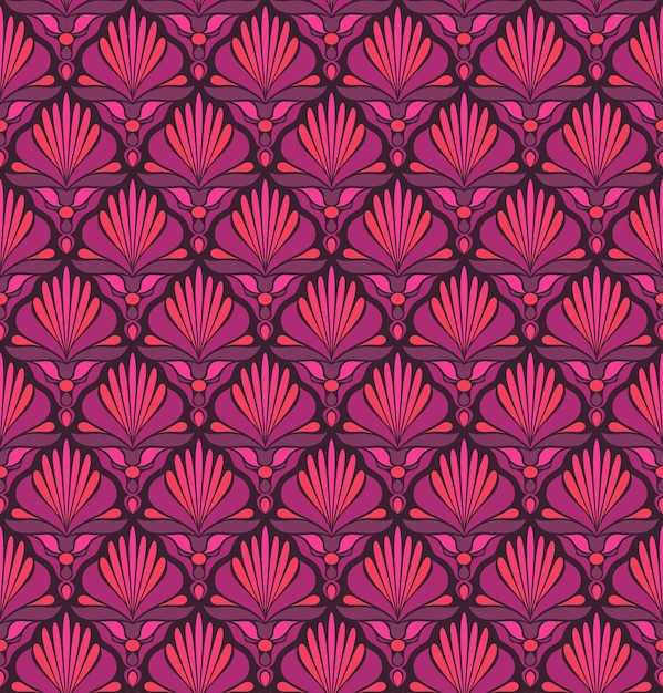 FONDO DE VECTOR INCONSÚTIL EN ESTILO ART NOUVEAU CON ELEMENTOS FLORALES ROSAS