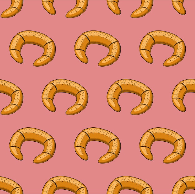 Fondo de vector inconsútil rosa con bagels dulces