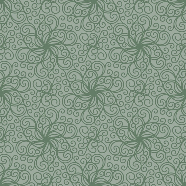 Fondo de vector inconsútil verde claro con rizos en espiral