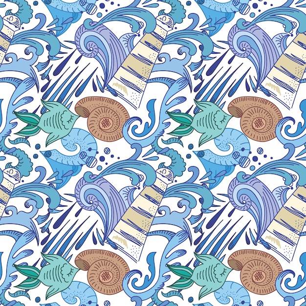 Fondo de vector infantil de estilo de dibujo de garabato de bebé para papel tapiz de vivero y textil