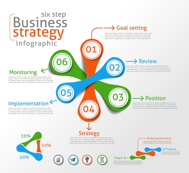 Fondo de vector de infografía de estrategia empresarial.