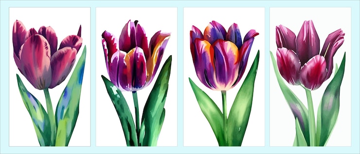 Vector fondo de vector libre con tulipanes ilustración dibujada a mano feliz día de la madre plantilla de diseño de vacaciones de primavera con tulipán rosa lindo conjunto de pascua con flores de conejito