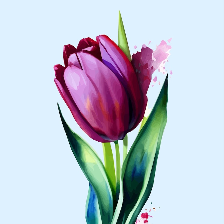 Vector fondo de vector libre con tulipanes ilustración dibujada a mano feliz día de la madre plantilla de diseño de vacaciones de primavera con tulipán rosa lindo conjunto de pascua con flores de conejito